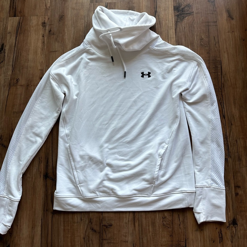 Women’s white Under Armour pullover